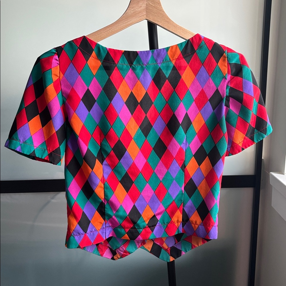 Colorful Harlequin Patterned Women's Top - Picture 2 of 2
